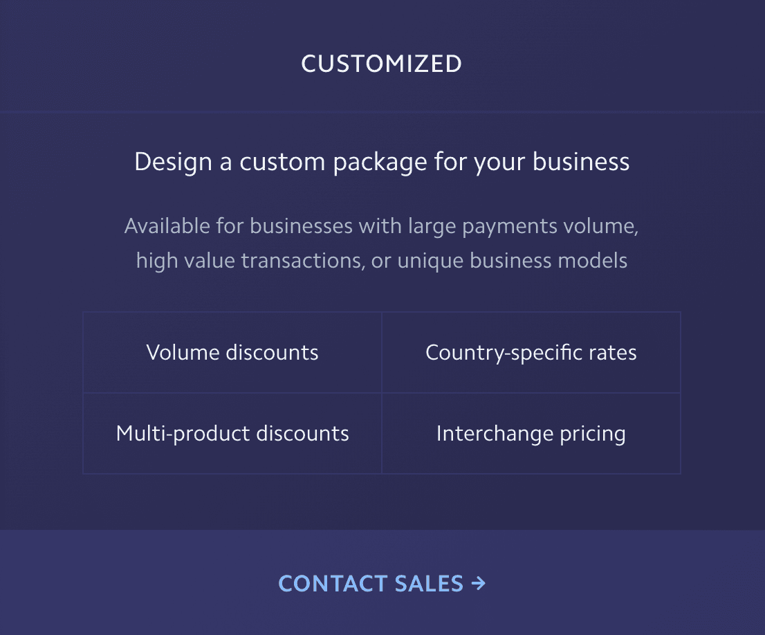 Stripe's custom pricing