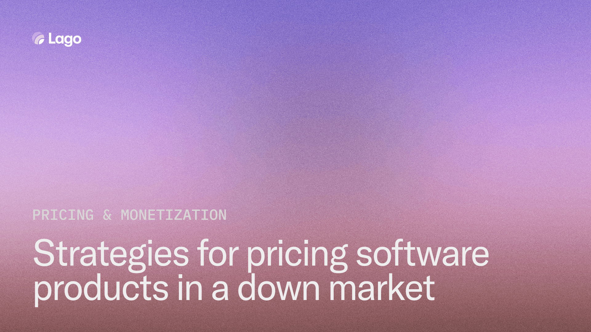 Strategies for pricing software products in a down market