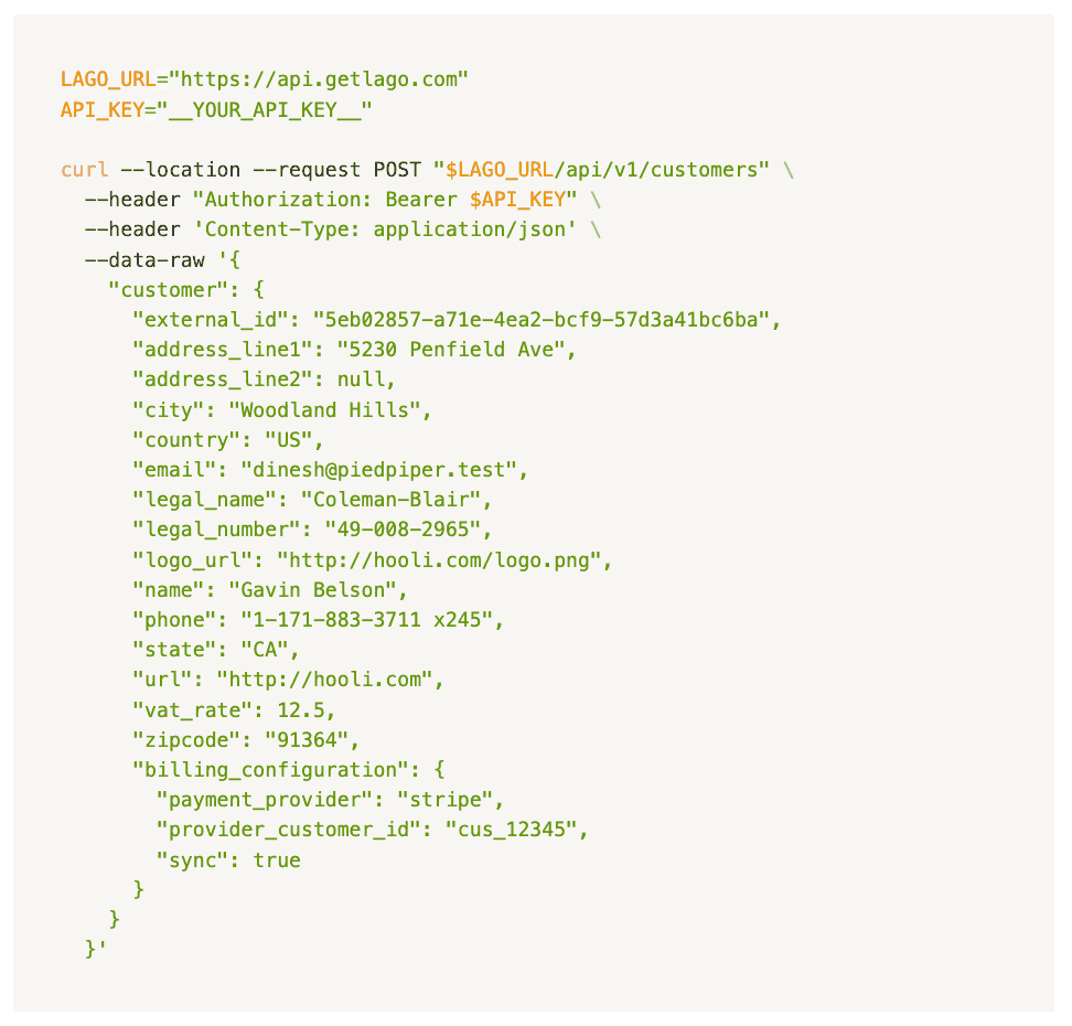 Creation of a customer