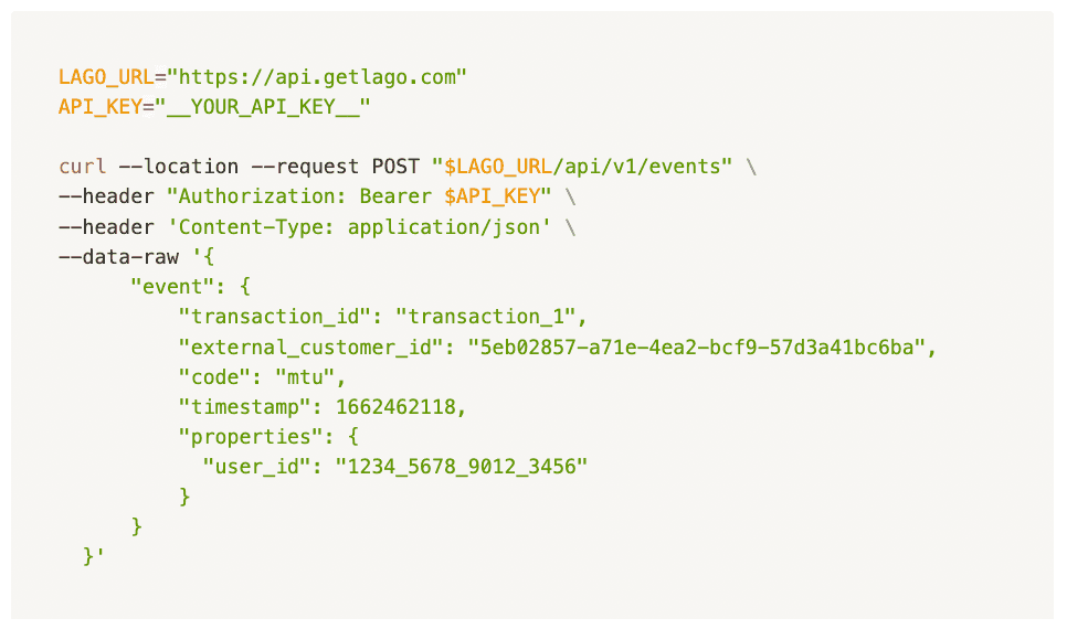 Creation of the first event